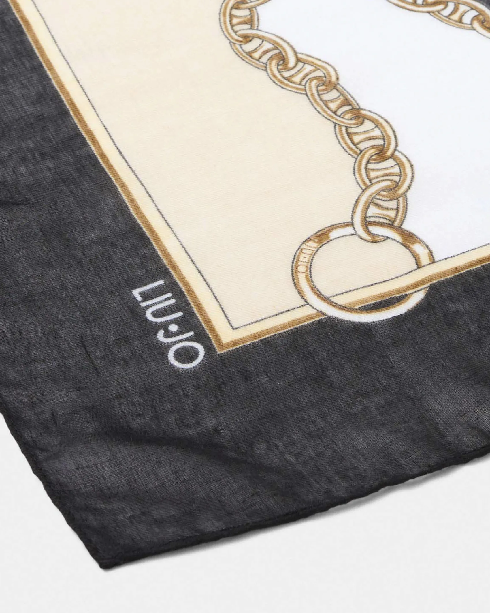 Foulard Liu Jo Accessories nero con stampa animalier e catene