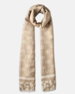 Foulard Liu Jo Accessories oro in viscosa con motivo in rilievo