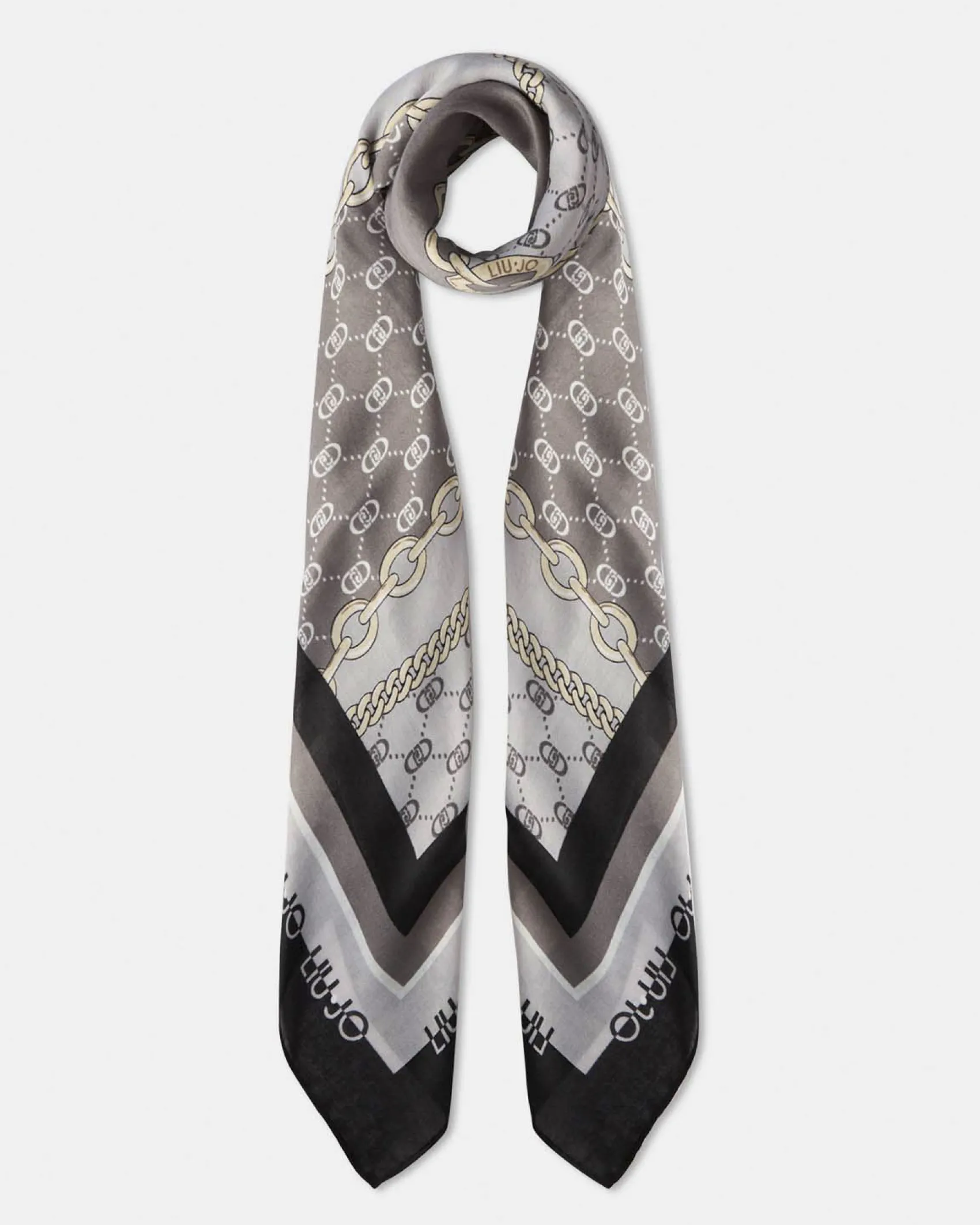 Foulard Liu Jo Accessories nero con stampa catena e logo
