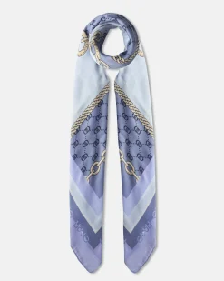 Foulard Liu Jo Accessories azzurro con motivo catene stampato