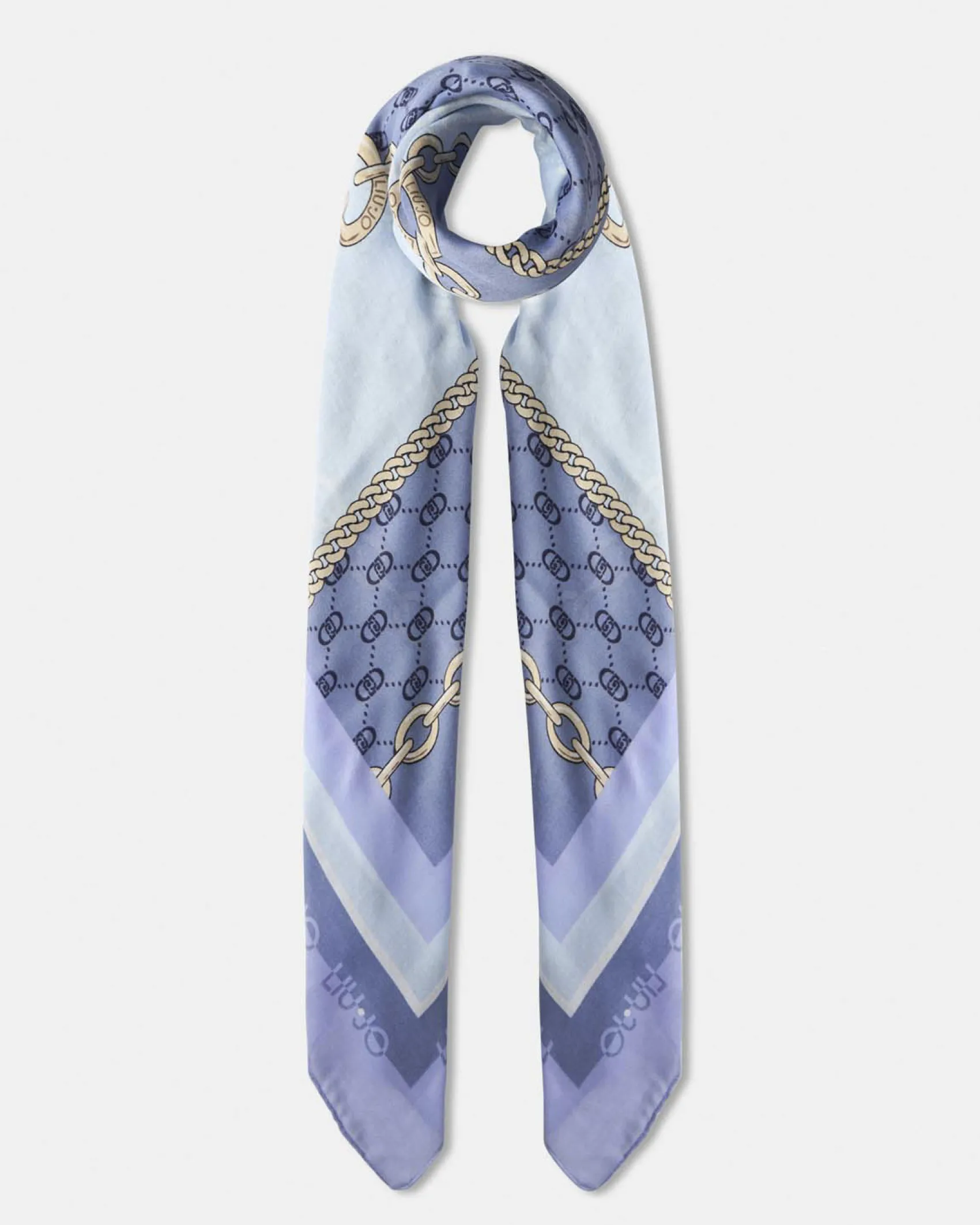 Foulard Liu Jo Accessories azzurro con motivo catene stampato