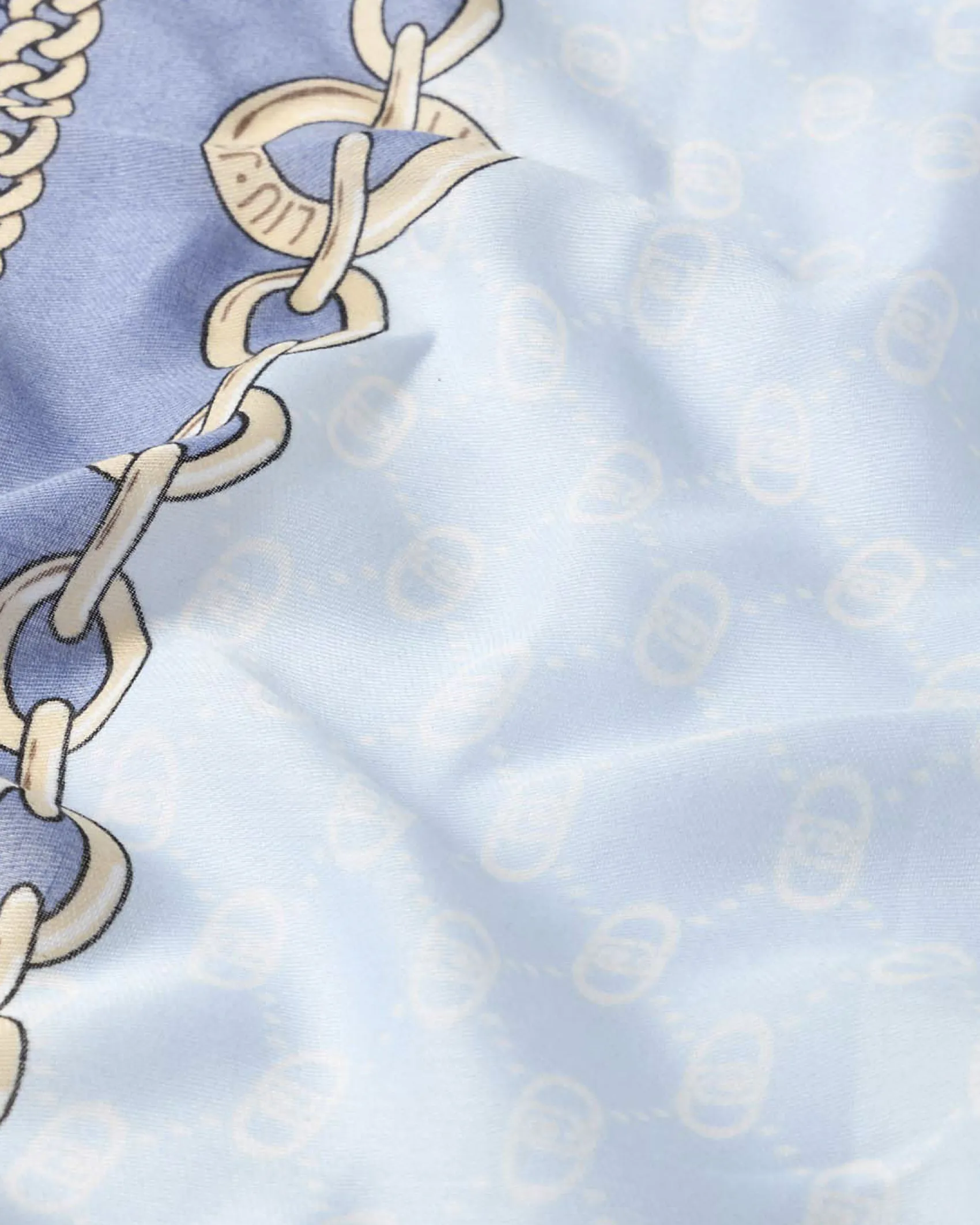 Foulard Liu Jo Accessories azzurro con motivo catene stampato