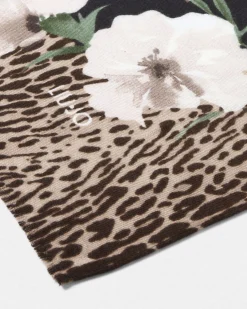 Foulard Liu Jo Accessories nero viscosa stampa animalier e fiori