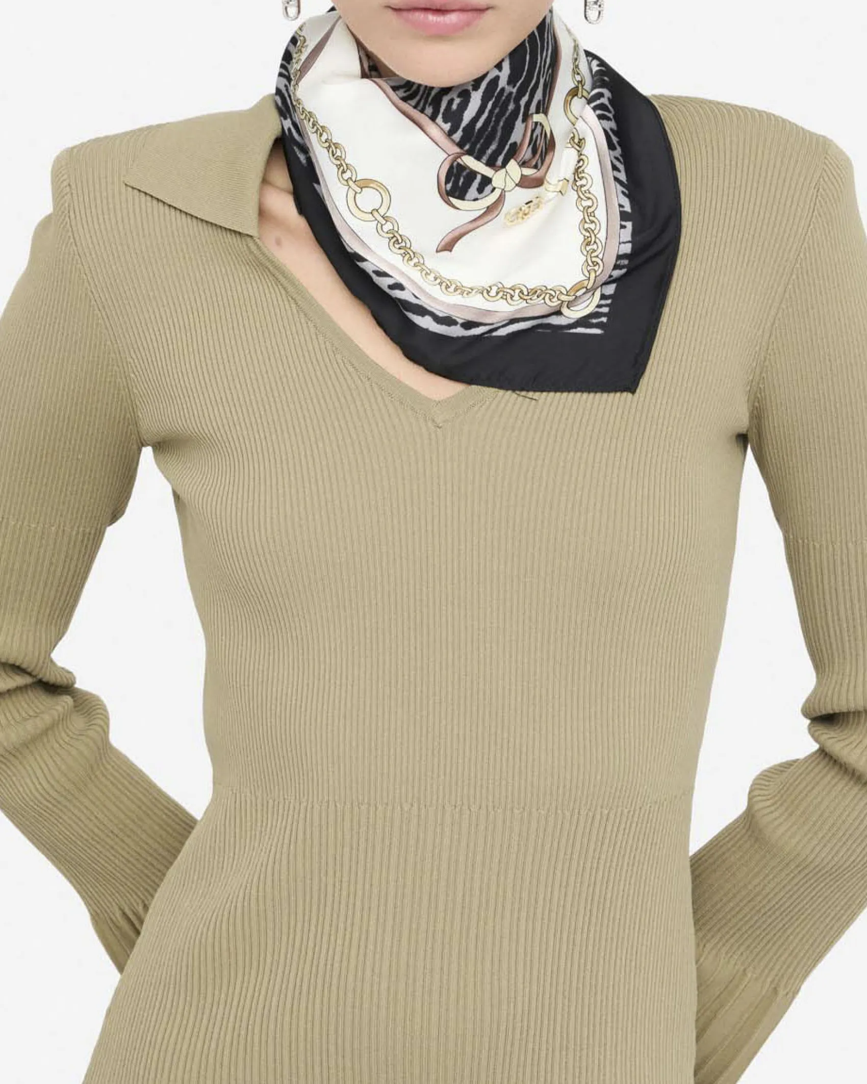 Foulard Liu Jo Accessories nero con stampa animalier in tessuto misto