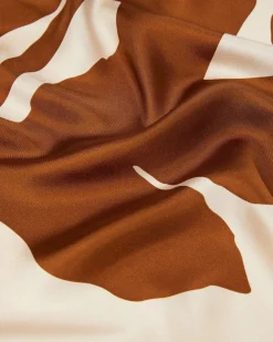 Foulard MM Max Mara beige a motivo fiore color cuoio