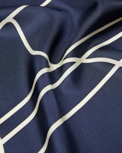 Foulard MM Max Mara blu in seta a motivo geometrico bianco