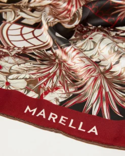 Foulard rosso e blu Marella a fantasia multicolore