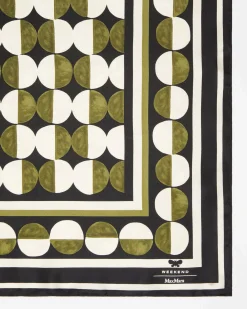 Foulard verde e avorio in seta Weekend Max Mara a fantasia pois
