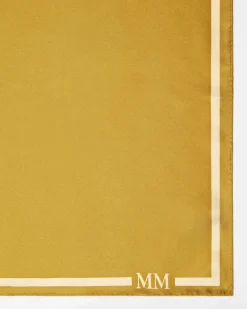 Foulard verde oliva in seta a motivo geometrico bianco MM Max Mara