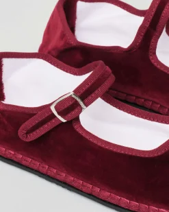 Friulane bordeaux in velluto di cotone con laccetto di chiusura