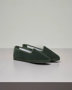 Friulane in velluto color verde militare