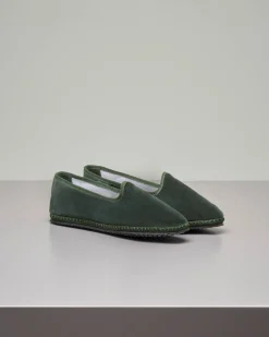Friulane in velluto verde militare