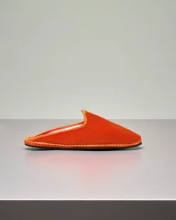 Friulane modello sabot in velluto color arancione