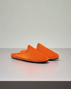 Friulane modello sabot in velluto color arancione