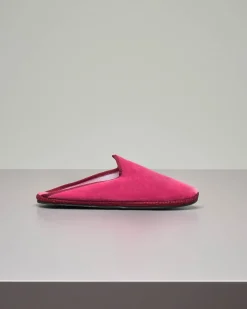 Friulane modello sabot in velluto color rosa antico