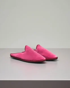 Friulane modello sabot in velluto color rosa antico