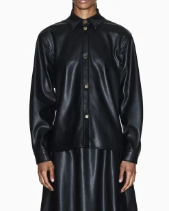 Giacca Armani Exchange nera in similpelle con bottoni a pressione