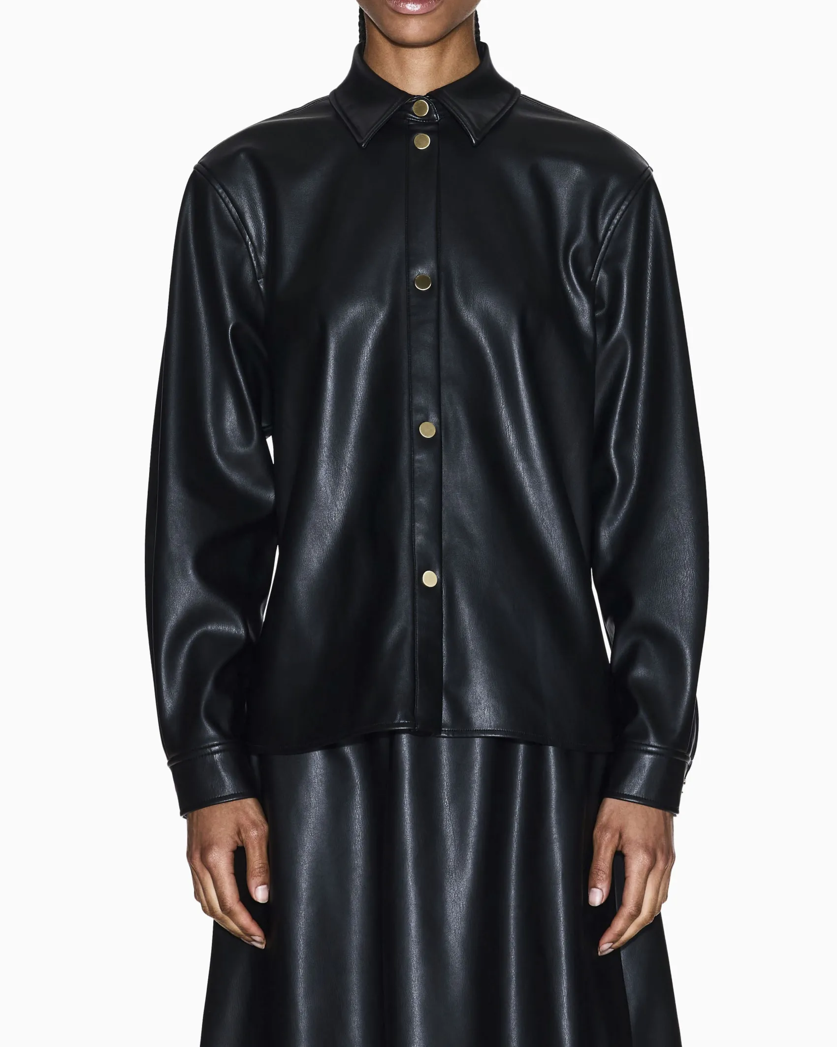 Giacca Armani Exchange nera in similpelle con bottoni a pressione