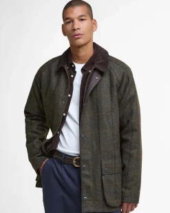 Giacca Barbour Bedale in lana a fantasia check verde militare