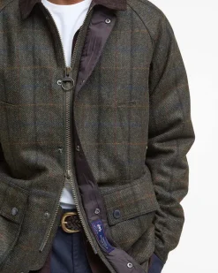 Giacca Barbour Bedale in lana a fantasia check verde militare