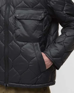 Giacca Barbour Re-Engineered Hooded Spey nera in nylon ad onde con cappuccio