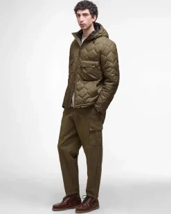 Giacca Barbour Re-Engineered Hooded Spey color fango in nylon ad onde con cappuccio