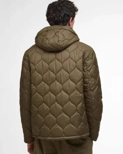Giacca Barbour Re-Engineered Hooded Spey color fango in nylon ad onde con cappuccio