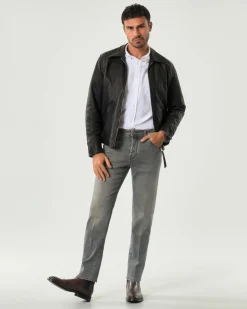 Giacca biker My Stuff nera in vera pelle martellata