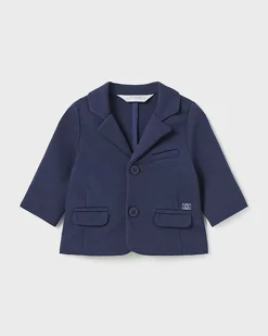 Giacca blu punto milano monopetto