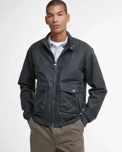 Giacca bomber Barbour Modern Royston grigio antracite in cotone cerato