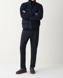 Giacca bomber Colmar Originals in panno di lana a fantasia buffalo check reversibile in tinta unita blu