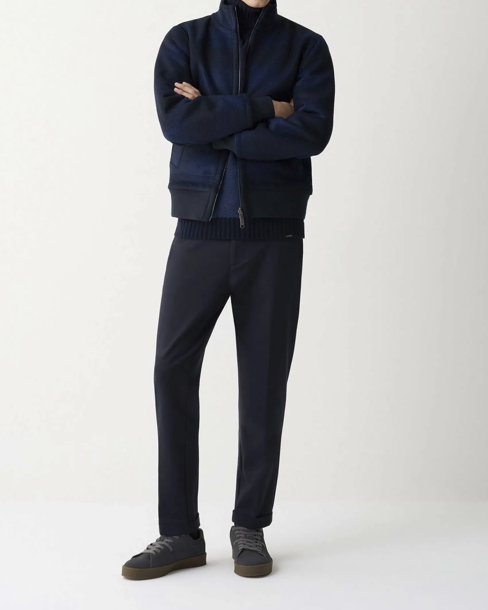 Giacca bomber Colmar Originals in panno di lana a fantasia buffalo check reversibile in tinta unita blu