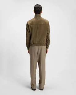Giacca bomber Muller Boss in pelle scamosciata color cammello