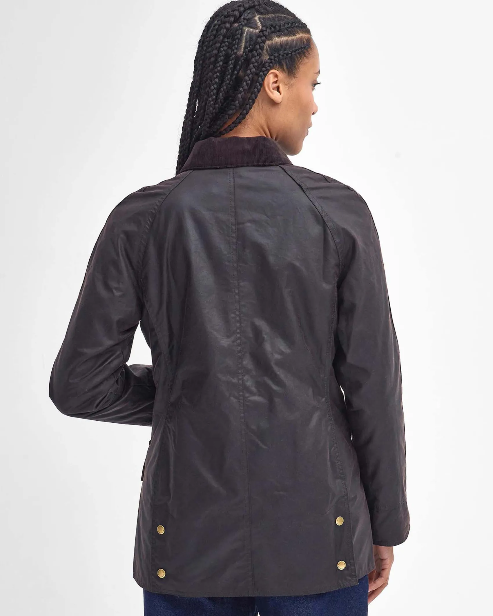 Giacca Classic Beadnell Barbour color testa di moro in cotone cerato e colletto in velluto a costine