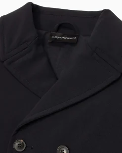 Giacca Emporio Armani blu doppiopetto in nylon stretch