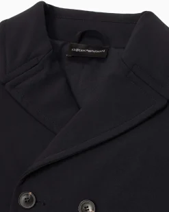 Giacca Emporio Armani blu doppiopetto in nylon stretch
