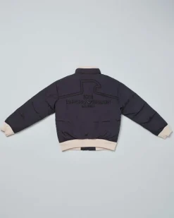 Giacca Emporio Armani bomber blu imbottita con profili beige