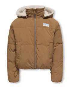 Giacca Kids Only color cammello con doubleface teddy avorio
