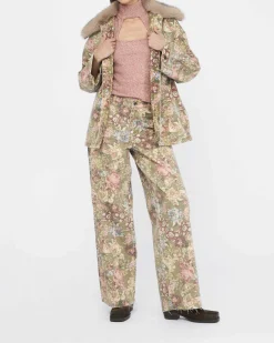 Giacca Liu Jo Jeans cotone floreale con colletto pelliccia removibile