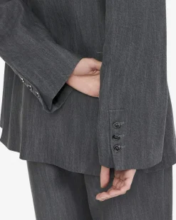 Giacca Liu Jo Jeans grigia in denim di lyocell con bottone