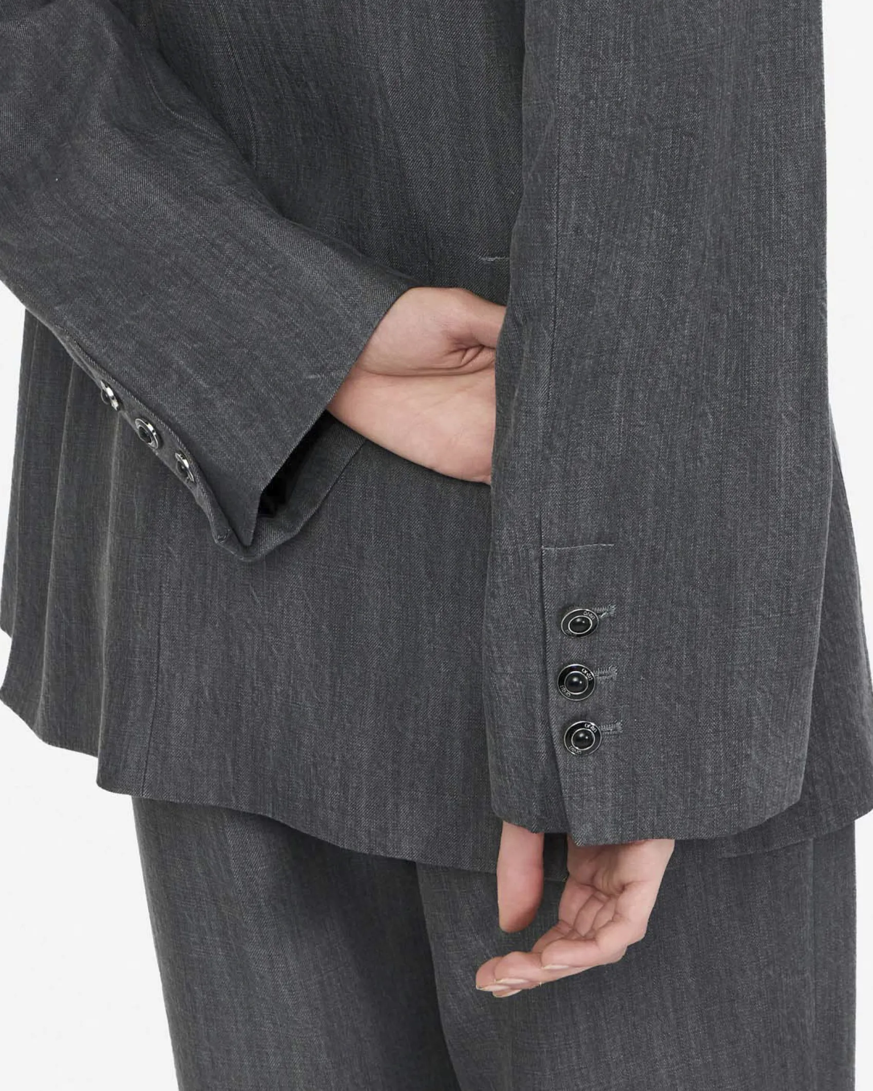 Giacca Liu Jo Jeans grigia in denim di lyocell con bottone