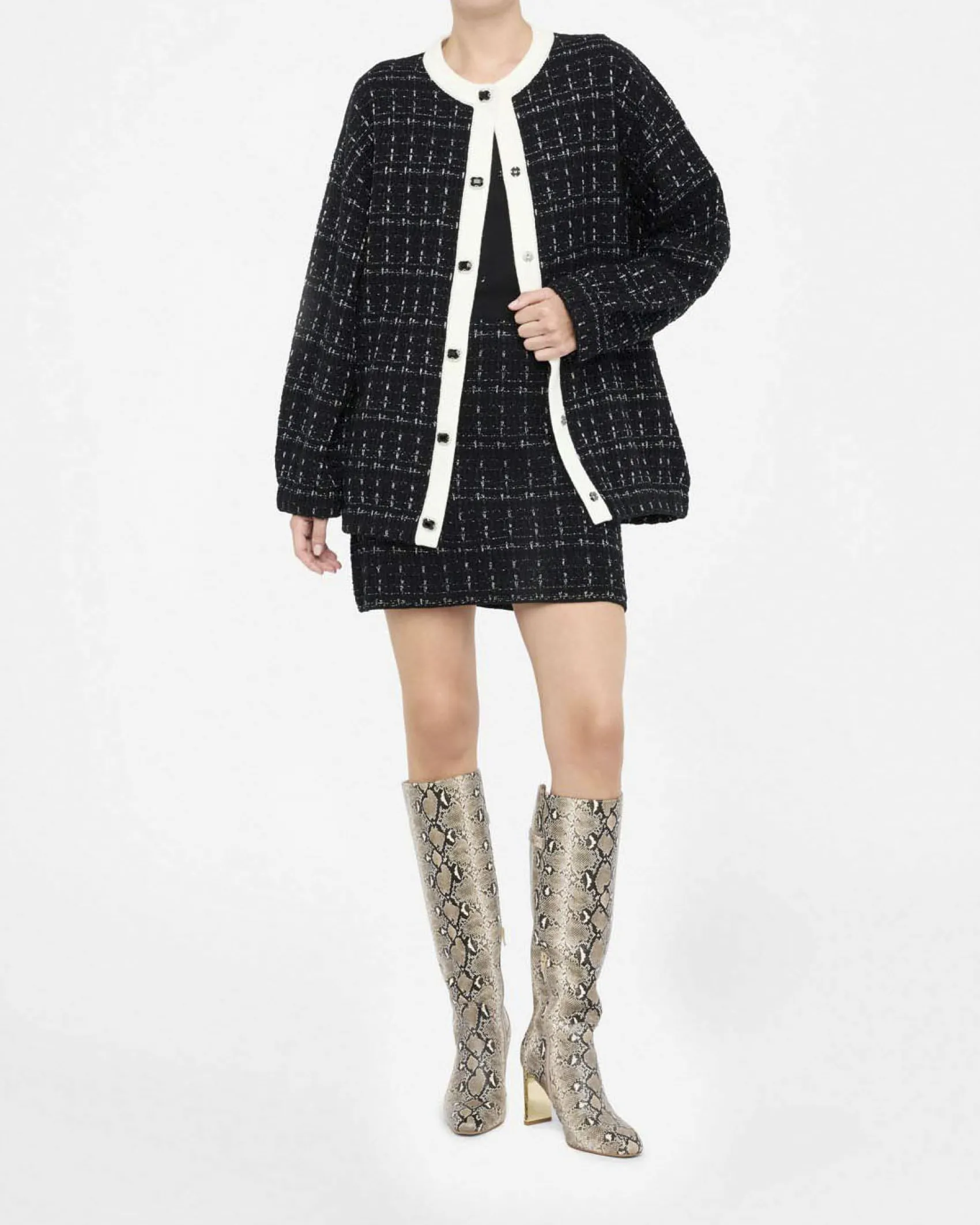Giacca Liu Jo Jeans nera in cotone e lana con dettagli sparkling