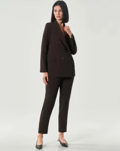 Giacca marrone doppiopetto Hlo! in cady con scollo a rever