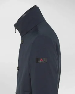 Giacca Militao Peuterey blu doppiopetto in twill stretch idrorepellente con pettorina staccabile imbottita in piuma