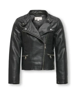 Giacca nera Kids Only in ecopellle con zip