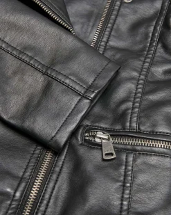 Giacca nera Kids Only in ecopellle con zip