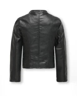 Giacca nera Kids Only in ecopellle con zip