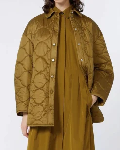 Giacca over trapuntata a camicia verde olica MM MAX Mara con colletto a camicia