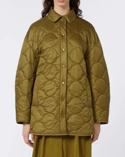 Giacca over trapuntata a camicia verde olica MM MAX Mara con colletto a camicia