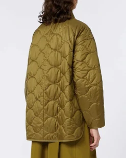 Giacca over trapuntata a camicia verde olica MM MAX Mara con colletto a camicia